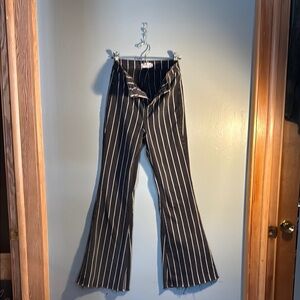 Black and White Striped Flare Pants